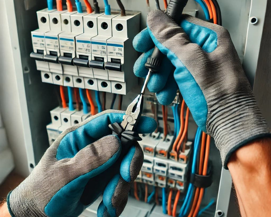 outils et fils dans un tableau électrique